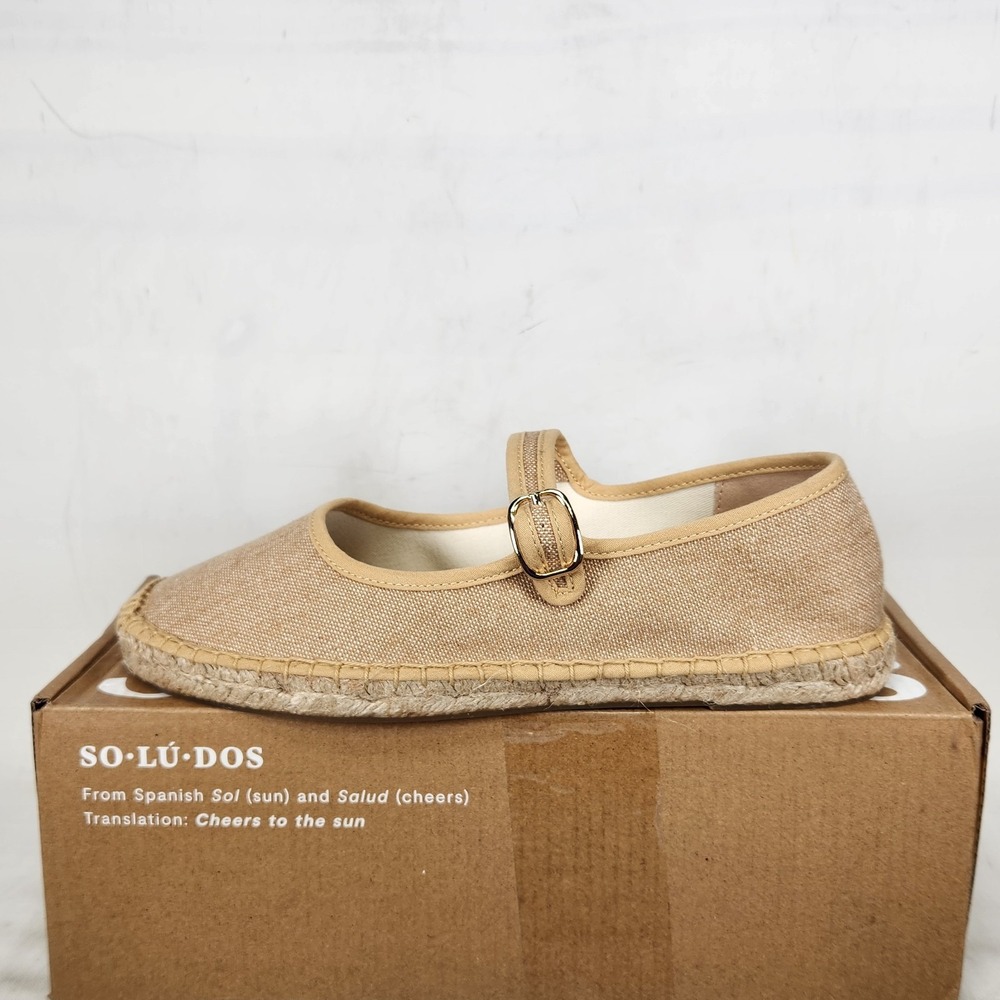 Soludos Mary Jane Espadrilles Women Size 8-8.5 Safari Brown Canvas Flats